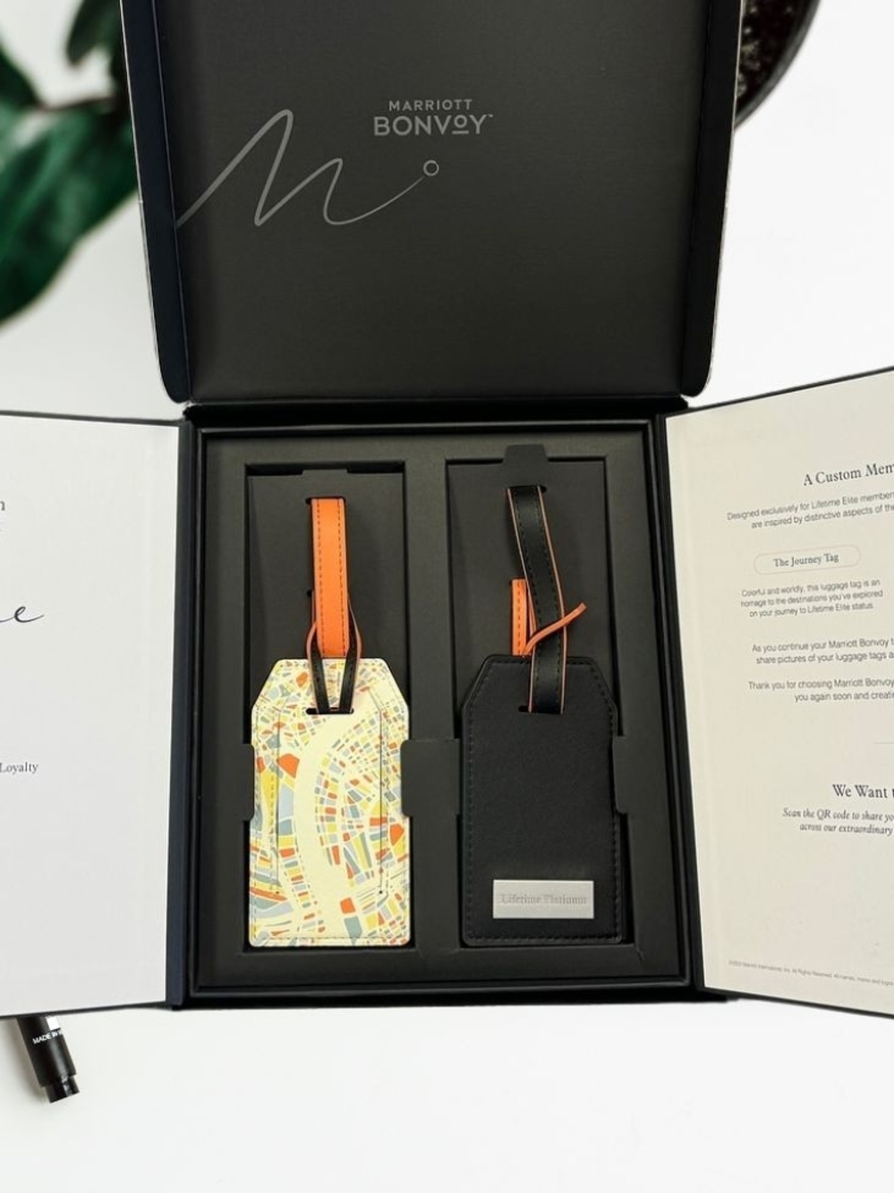 Men's Luggage Tag Set - Orange & Black